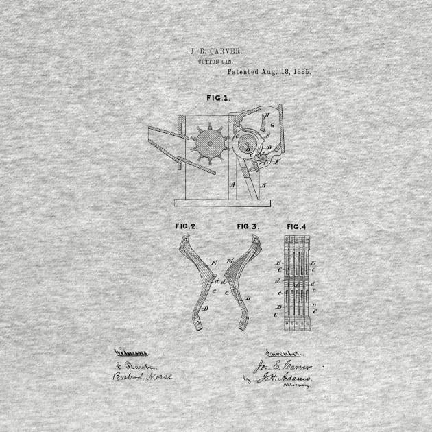 Cotton Gin Vintage Patent Hand Drawing by TheYoungDesigns